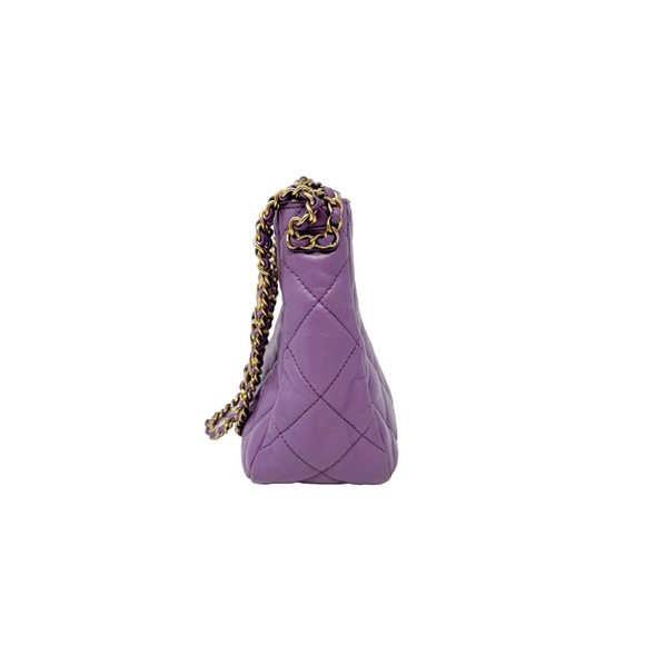 CHANEL Pick Me Up Hobo Small Logo Chain Lambskin Quilted Purple - Picture 3 of 16